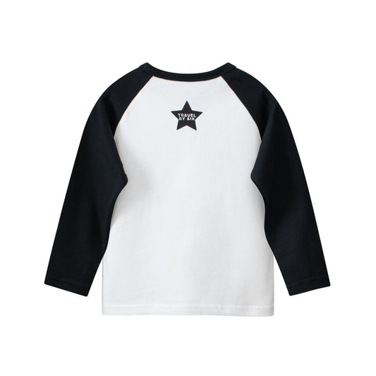 Autumn Baby Kids Boys Letters and Cartoon Print Long Sleeves Crew Neck Color Patchwork Top Shirt-1