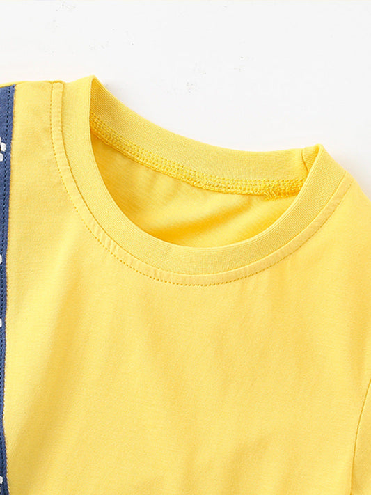 Girls’ Sunflower Cartoon Pattern Pocket Bag Short Sleeves T-Shirt In European And American Style For Summer-1