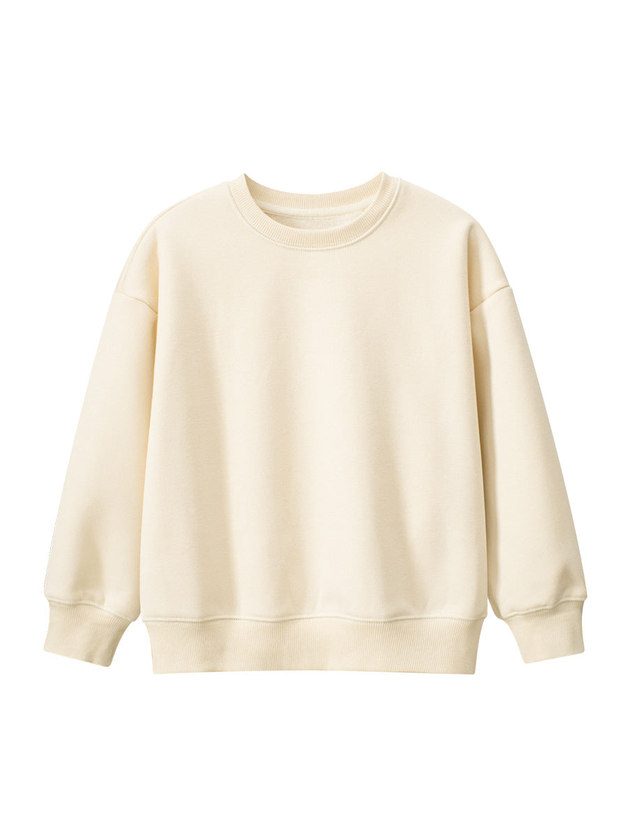 Arrival Baby Kids Plain Solid Color Crew Neck Long Sleeves Warm Cozy Pullover-2