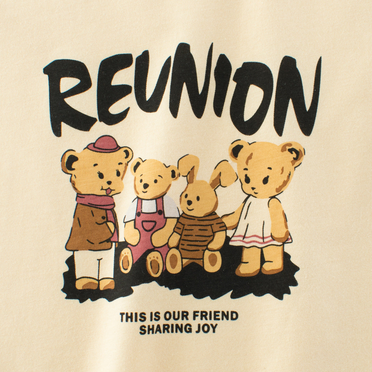 Summer Kids’ Teddy Cartoon and Letters Print T-shirt in European and American Style-3