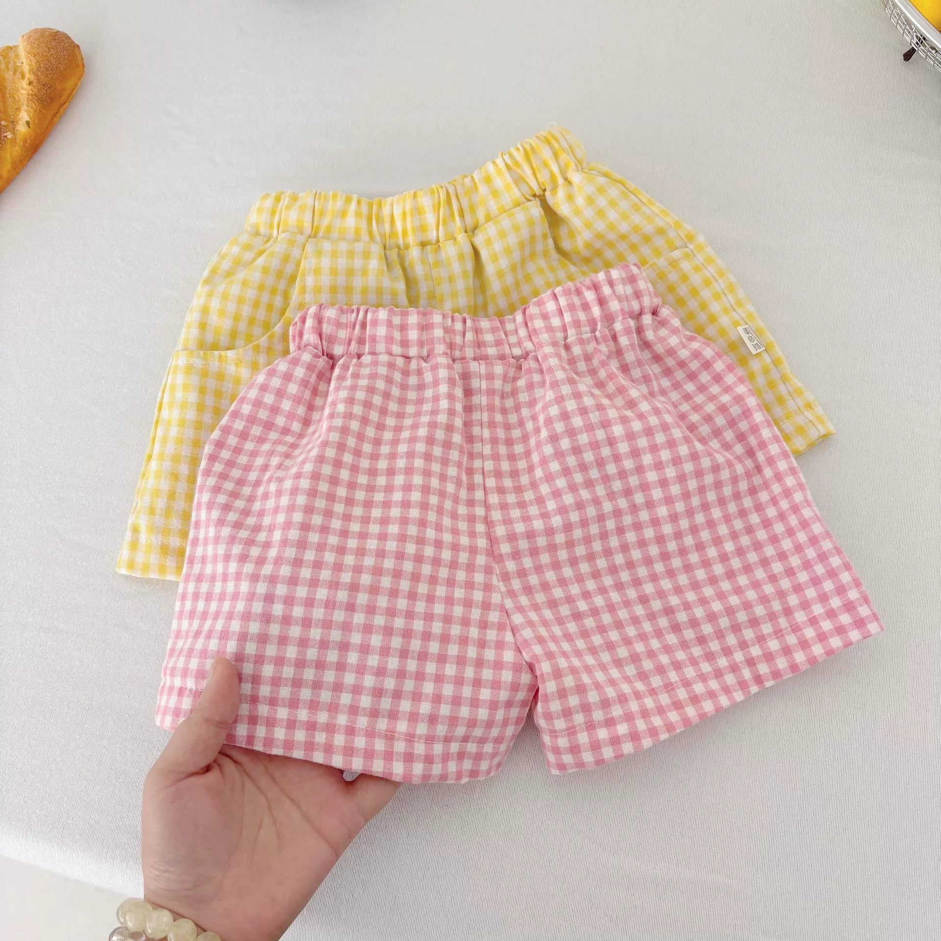 Summer Hot Selling Baby Kids Unisex Short Sleeves Cartoon Printed T-shirt and Plaid Shorts Clothing Set-3