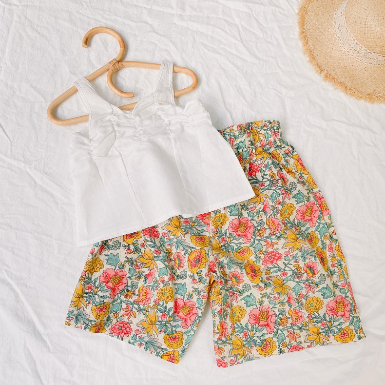 Baby Girl Floral Print Pattern Wide Leg Pants In Spring & Summer-2