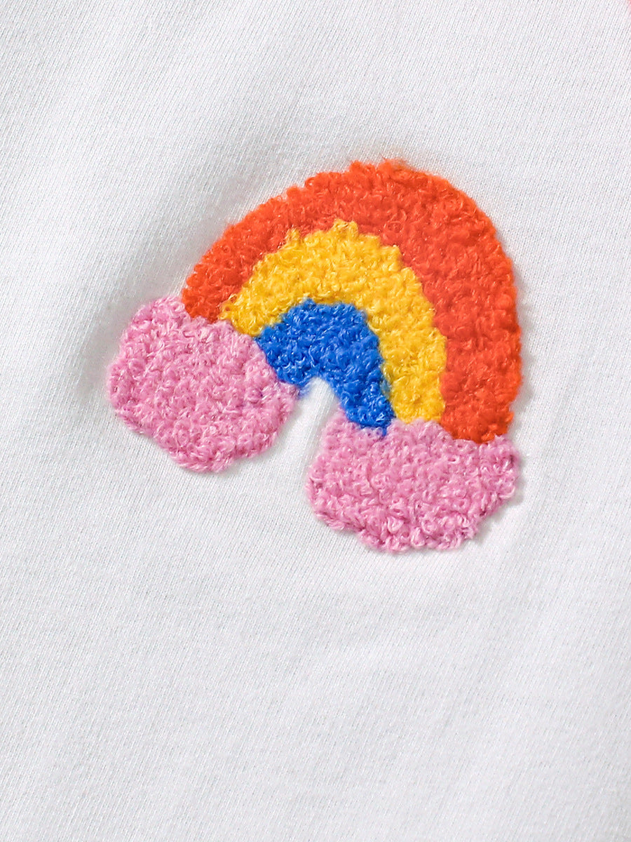 Summer Baby Kids Rainbow Cartoon Pattern T-shirt and Shorts Clothing Set for Girls-2