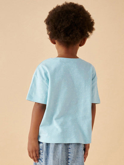 Kids’ Kitten Cartoon Pattern Short Sleeves T-shirt in European and American Style for Summer-2