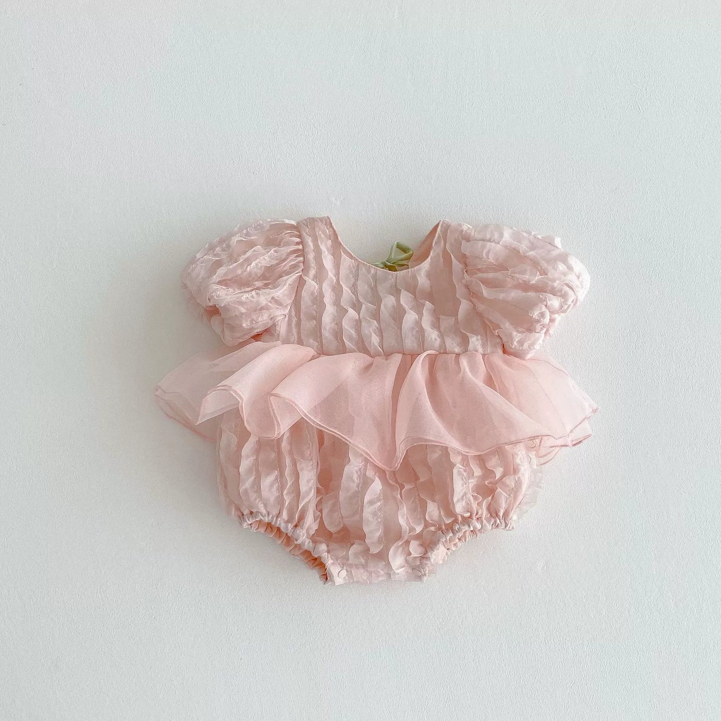 Summer Arrival Baby Girls Ruffle Design Short Sleeves Onesies-3