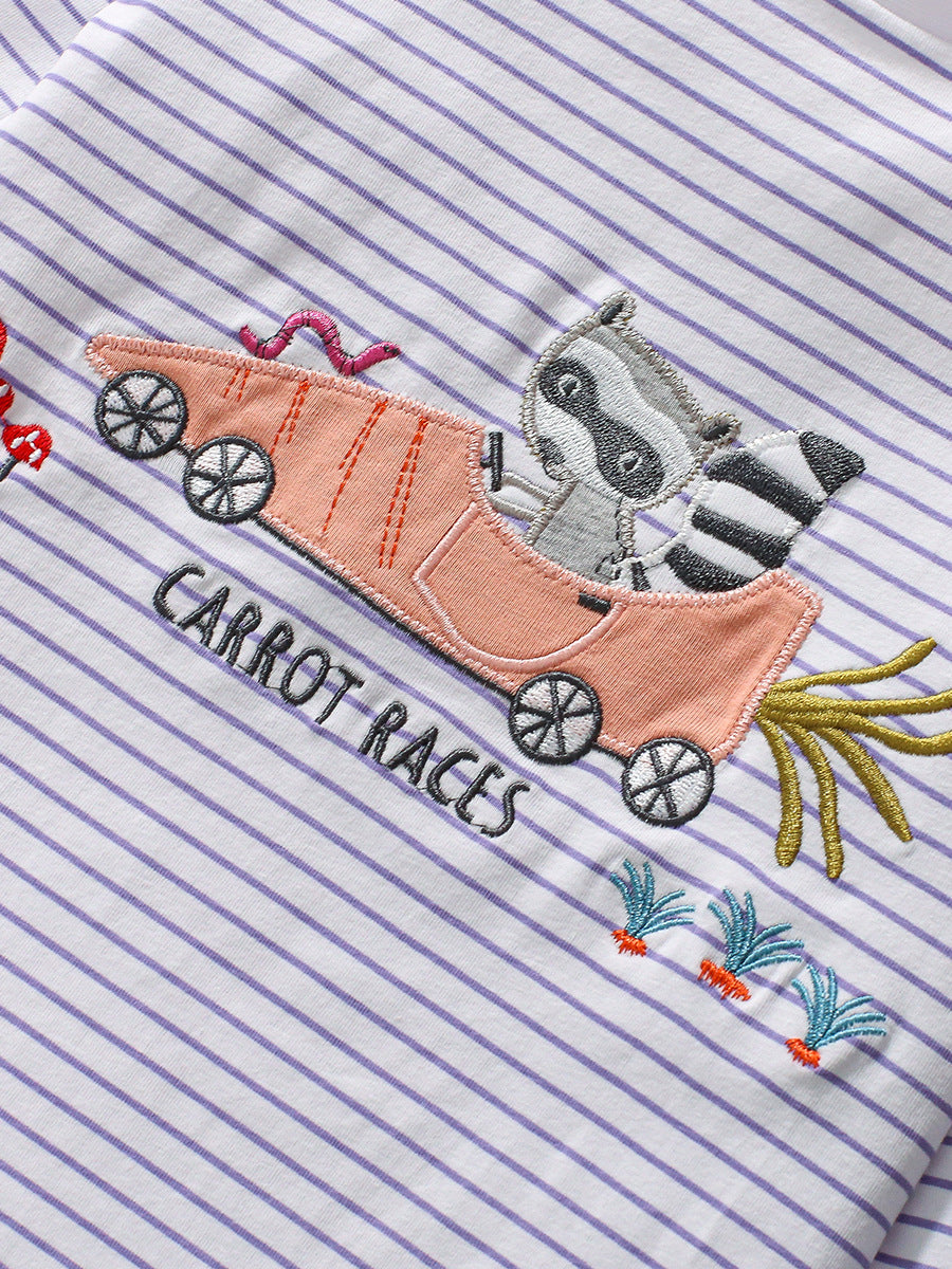 Arrival Autumn Kids’ Long Sleeves Cartoon And Striped Pattern T-Shirt In European And American Style For Summer-3
