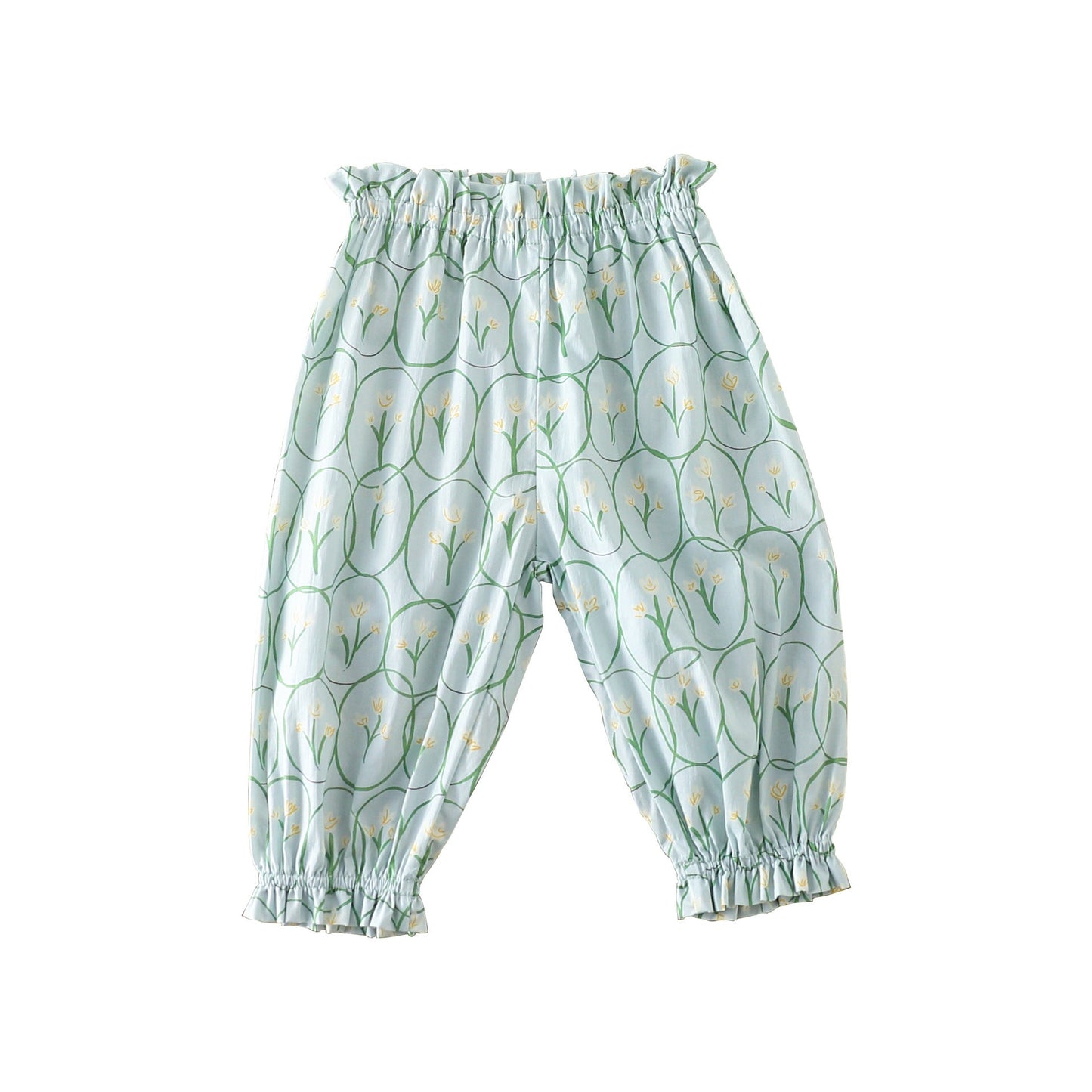 Summer Hot Selling Baby Kids Girls Floral Pattern Thin Breathable Pants – Home Kids Pajamas Trousers-1