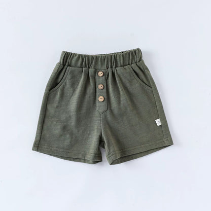 Summer Arrival Kids Unisex Cotton Casual Style Solid Color Shorts-2