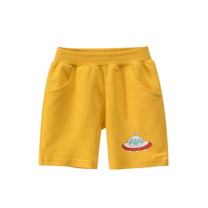 Baby Boy Cartoon Print Pattern Casual Mid Pants With Pockets-2