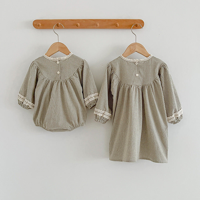 Autumn Vintage Style Embroidered Design Dress & Onesies-2