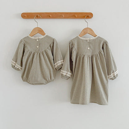 Autumn Vintage Style Embroidered Design Dress & Onesies-2