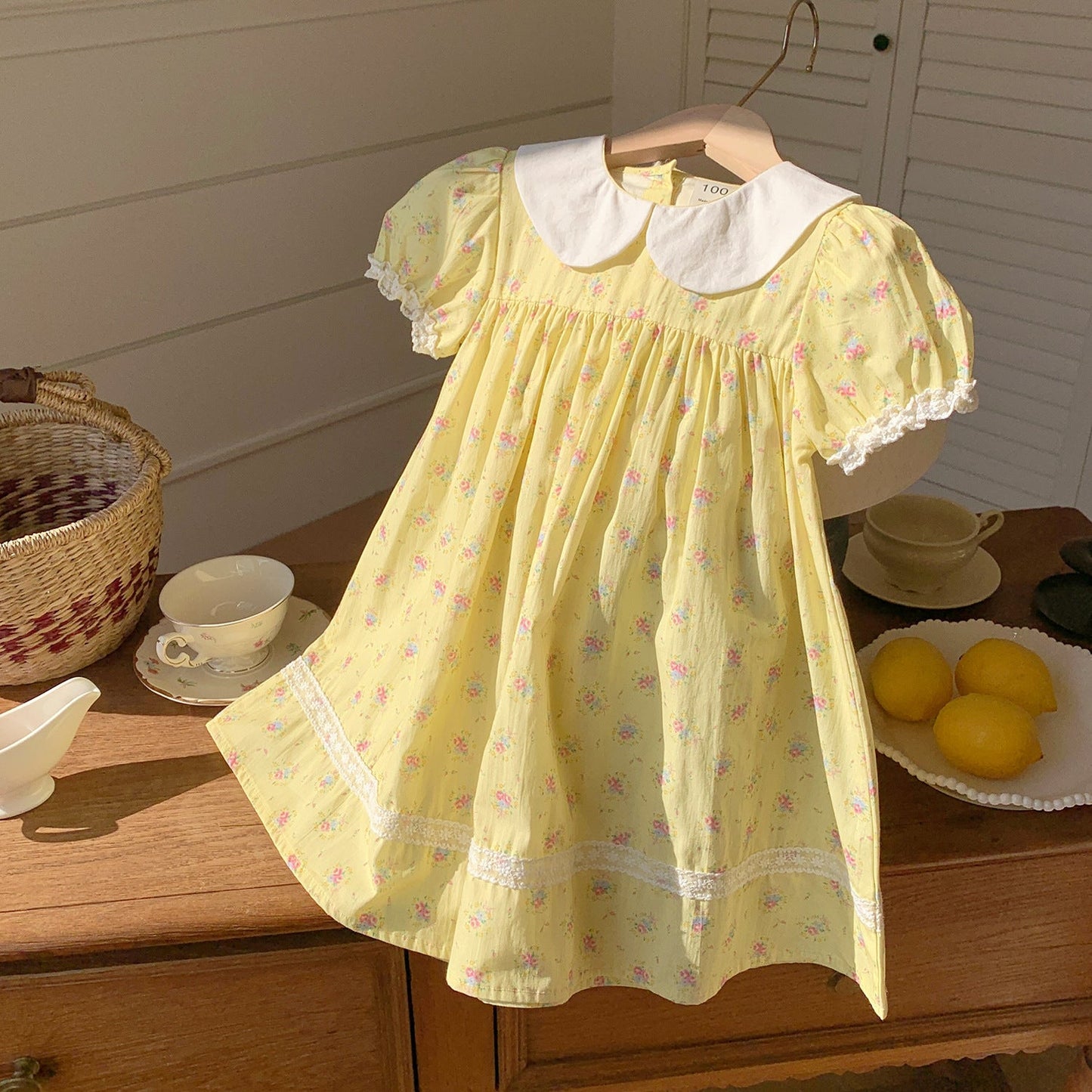 Summer Arrival Baby Kids Girls Cute Short Sleeves Floral Dress-2