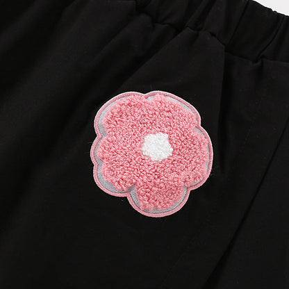 Summer Baby Kids Flowers and Letters Pattern T-shirt and Skirt Clothing Set for Girls-3