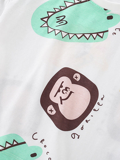 Summer Baby Kids Boys Animals Cartoon Print T-Shirt And Casual Shorts Clothing Set-2