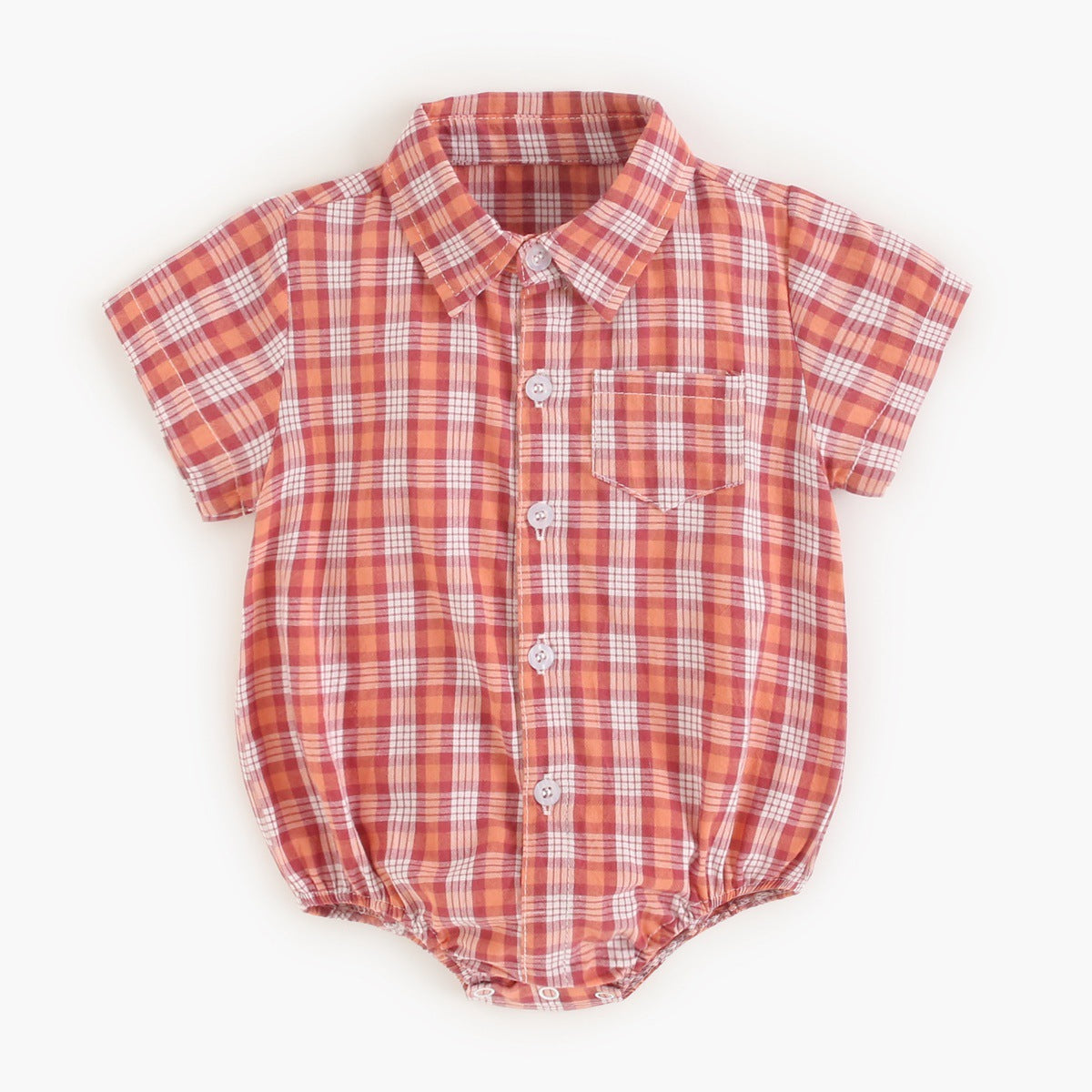 Baby Boy Plaid Pattern College Style Onesies
