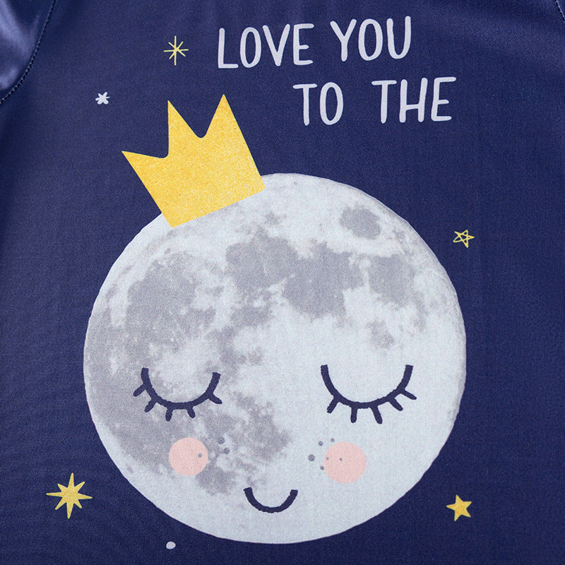 Baby and Kids Girls Universe Cartoon Pattern Long Sleeves Casual Pajamas Clothing Set-2