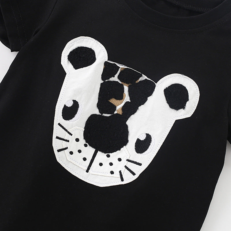 Summer Baby Kids Casual Animals Cartoon Pattern T-shirt and Shorts Clothing Set for Boys-1