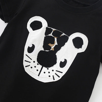 Summer Baby Kids Casual Animals Cartoon Pattern T-shirt and Shorts Clothing Set for Boys-1