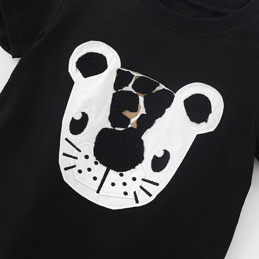Summer Baby Kids Casual Animals Cartoon Pattern T-shirt and Shorts Clothing Set for Boys-1