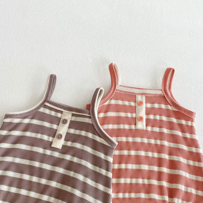 Summer Arrival Baby Unisex Casual Striped Sleeveless Onesies-1