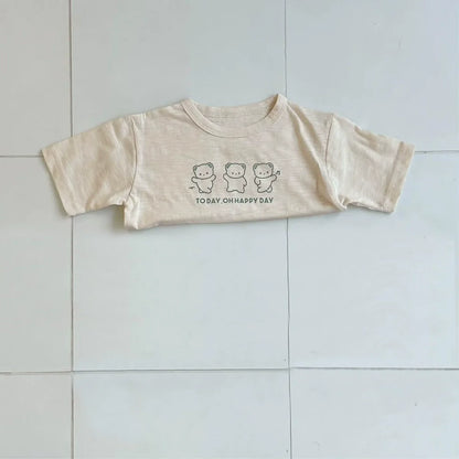 Summer Hot Selling Baby Kids Unisex Short Sleeves Cartoon Rabbit Pattern T-shirt-0