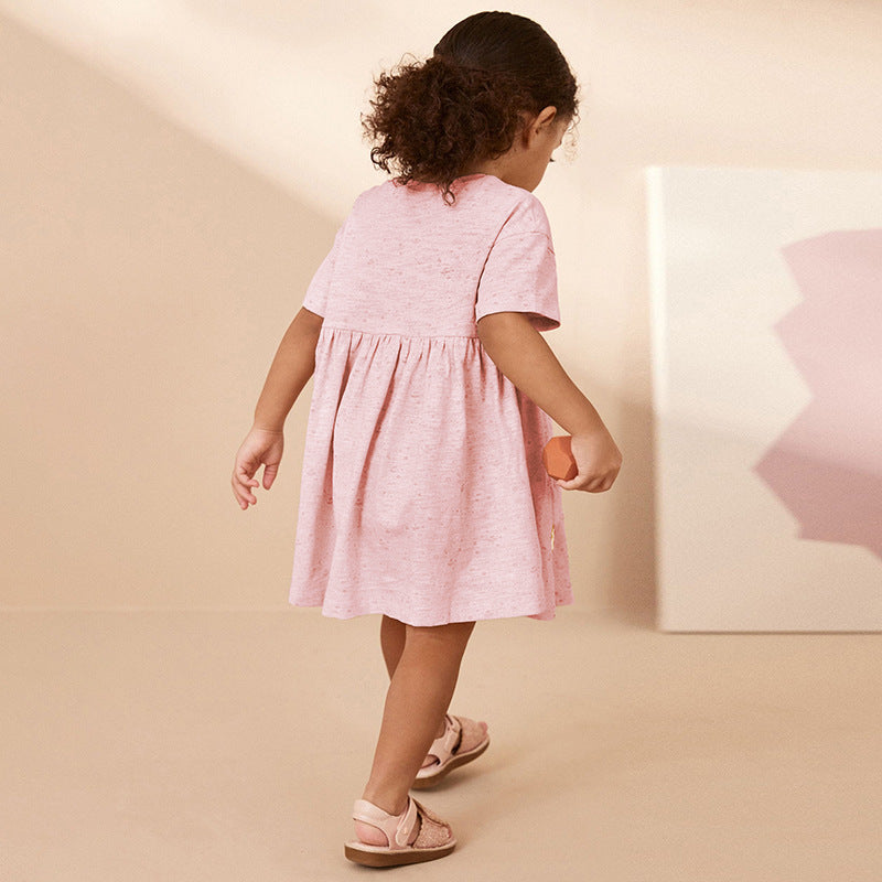 Summer Arrival Sequin Butterfly Pattern Short Sleeves Pink Dress for Stylish Girls-2