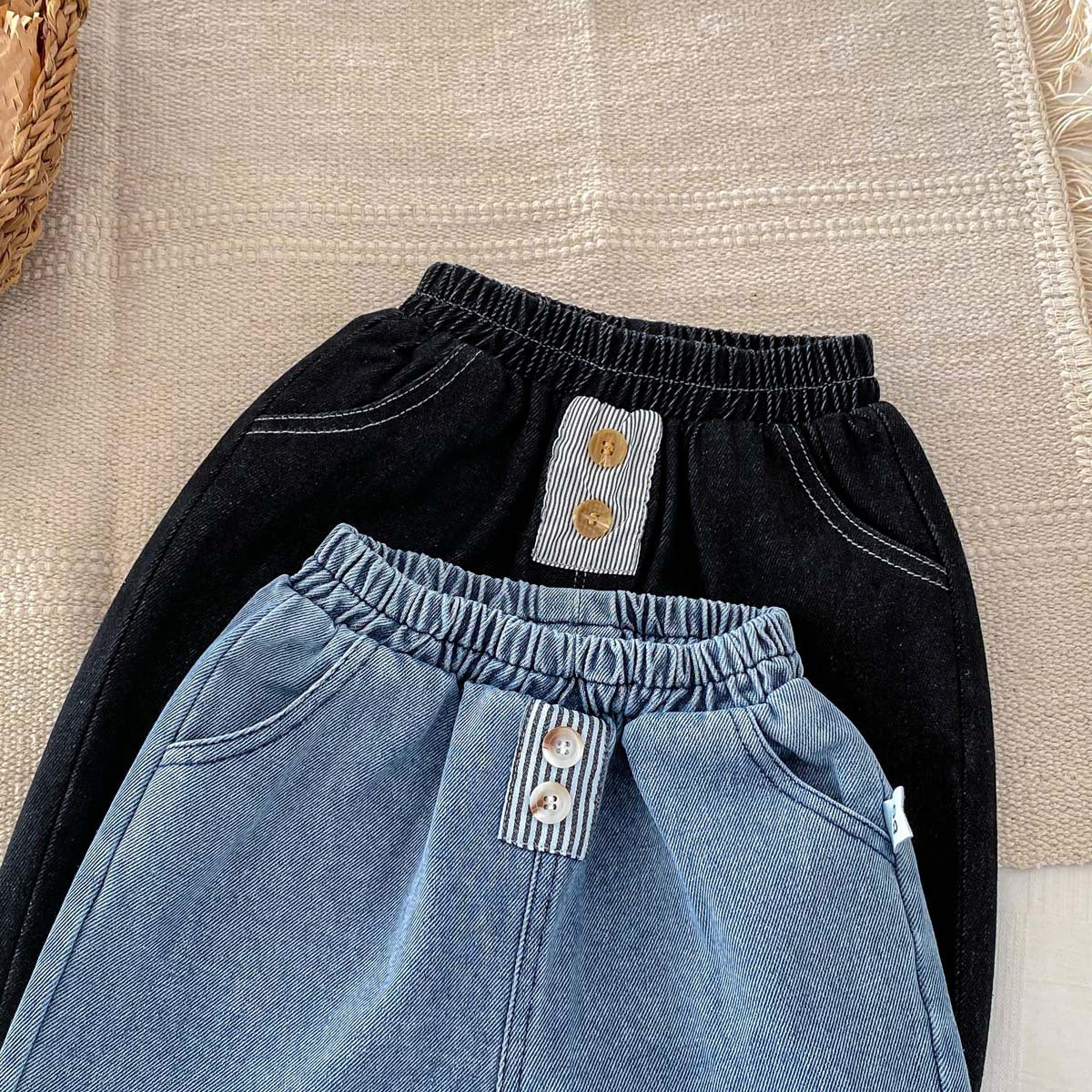 Summer Arrival Kids Unisex Denim Casual Style Pants-3