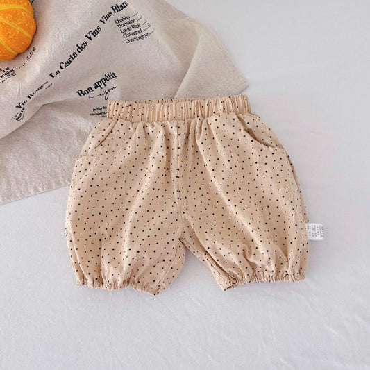 Summer Arrival Kids Unisex Cotton Casual Style Dots Pattern Shorts-1