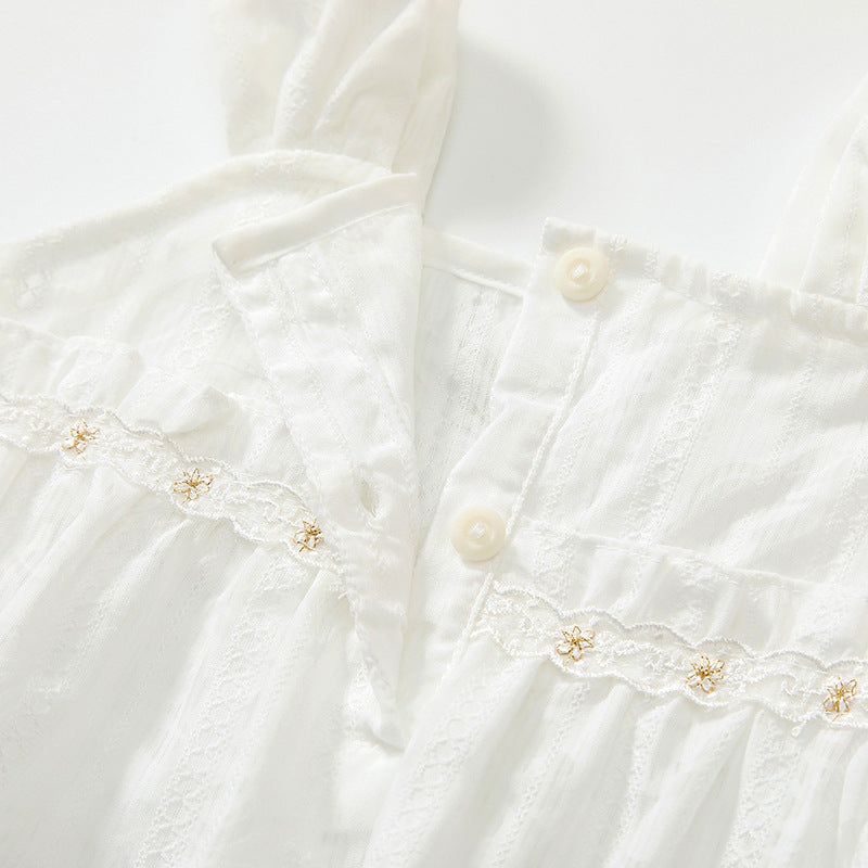 Summer Arrival Baby Girls Cute Thin Beige Sleeveless Onesies-1
