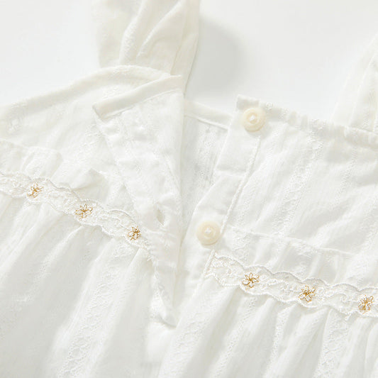 Summer Arrival Baby Girls Cute Thin Beige Sleeveless Onesies-1