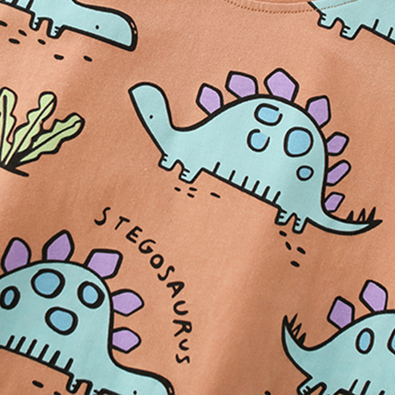 Summer Baby Kids Boys Dinosaur Cartoon Pattern T-Shirt And Shorts Clothing Set-3