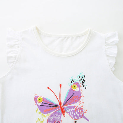 Summer Baby Kids Cute Butterfly Pattern Vest and Shorts Clothing Set for Girls-2
