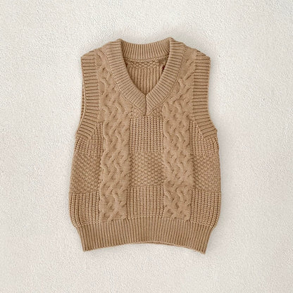 Autumn Arrival Baby Unisex Comfortable Jacquard Pattern Knitted Sleeveless Vest-2