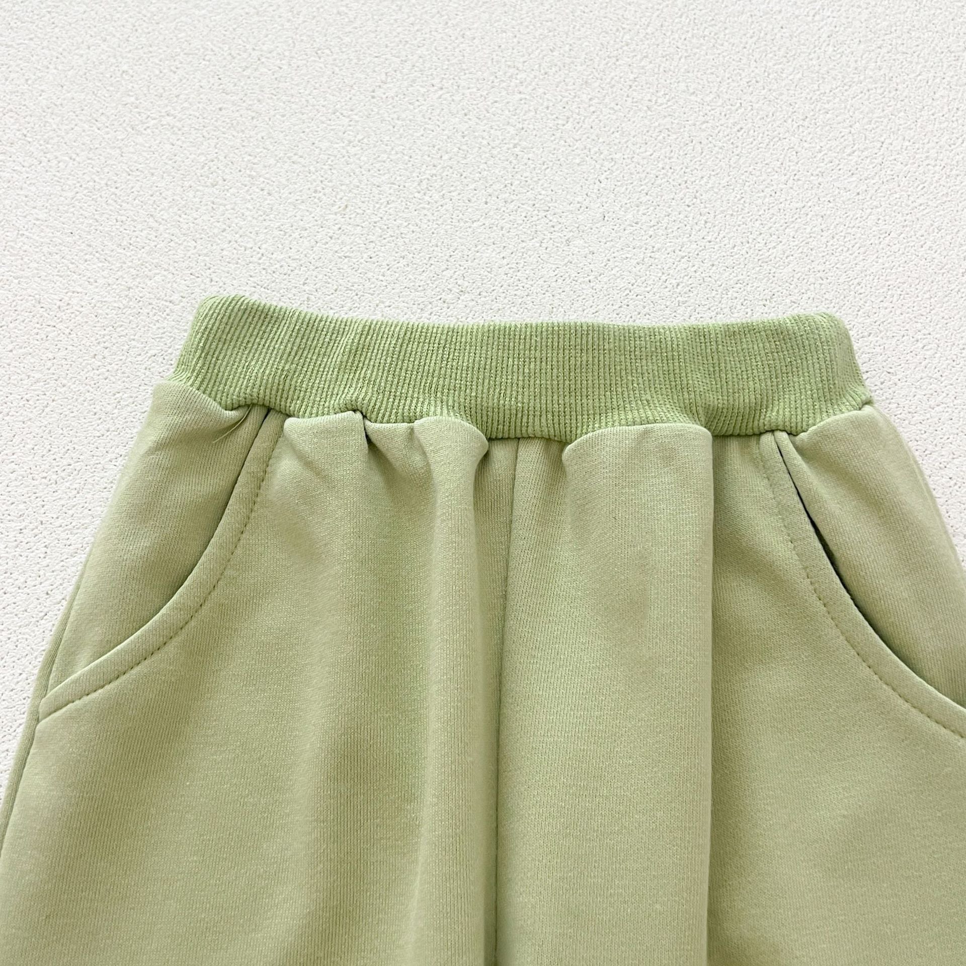 Casual and Versatile Two-Piece Set: Round Neck Striped Top and Green Pants for Baby and Toddlers-2