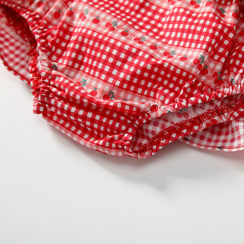 Summer Hot Selling Kids Girls Fruits Pattern Casual Plaid Skirt-2