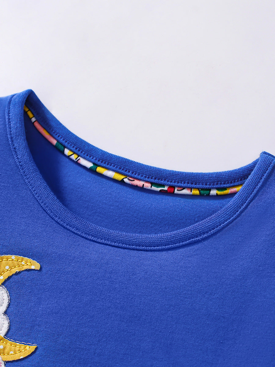 Kids’ Unicorn Cartoon Pattern Short Sleeves T-shirt in European and American Style for Summer-1