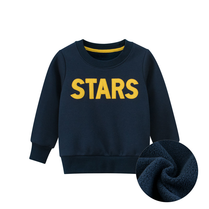 Boys Letter Print Round Collar Sweatshirt-2