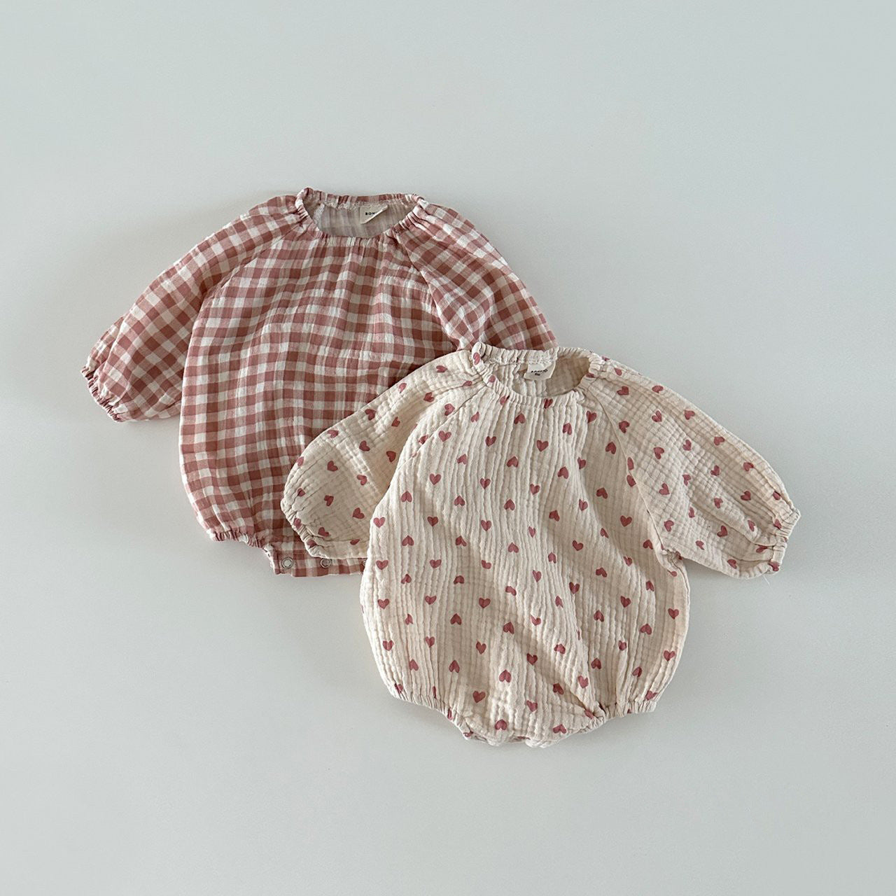 Heart & Plaid Graphic New Arrive Onesies-2