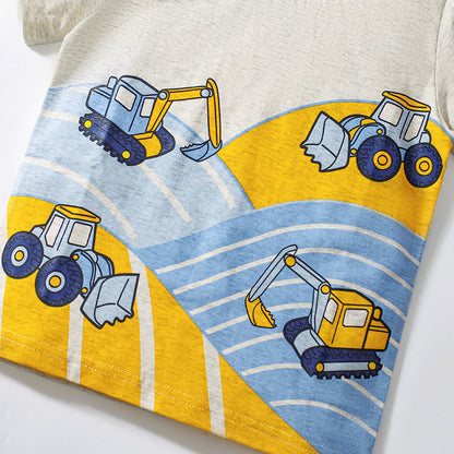 Summer Baby Kids Cartoon Pattern T-shirt and Shorts Clothing Set for Boys-1