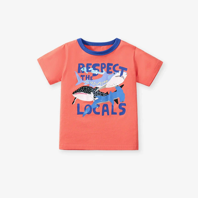 Kids’ Animals Cartoon Pattern Short Sleeves T-shirt in European and American Style for Summer-4