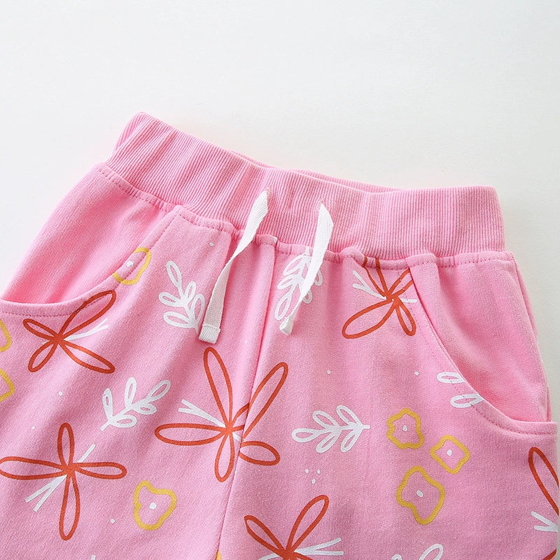 Summer Arrival Baby Kids Girls Cotton Casual Style Flowers Pattern Shorts-2
