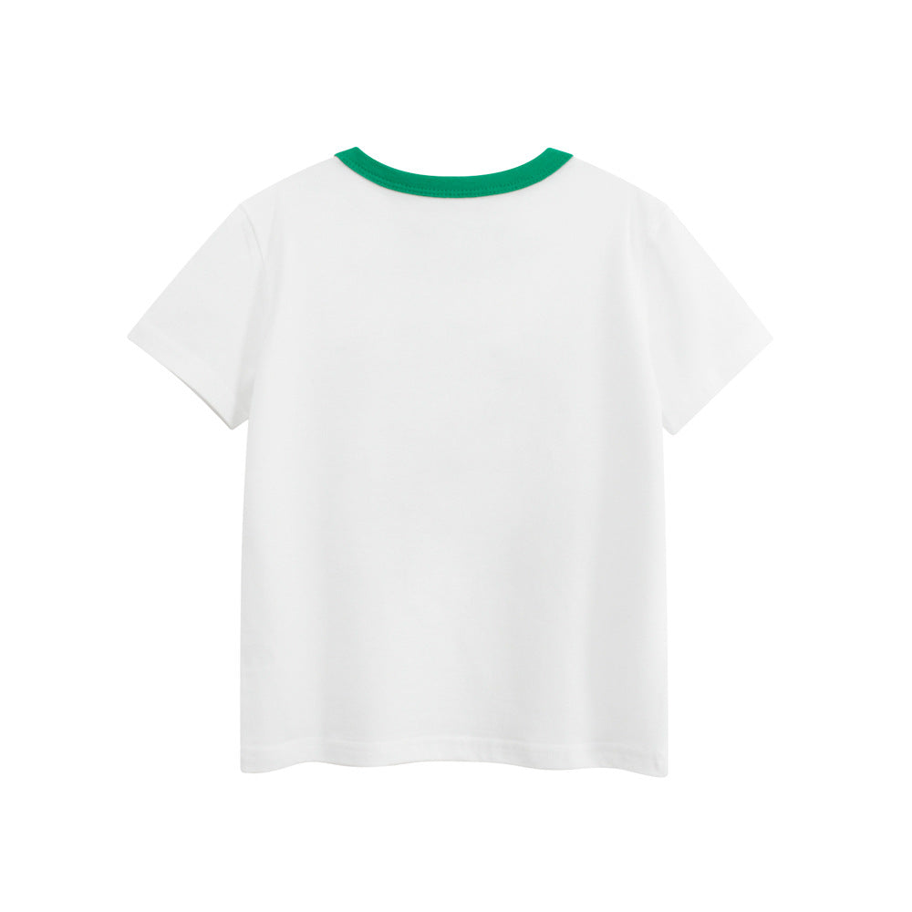 Summer Kids’ Teddy Bear Cartoon and Letters Print T-shirt in European and American Style-1