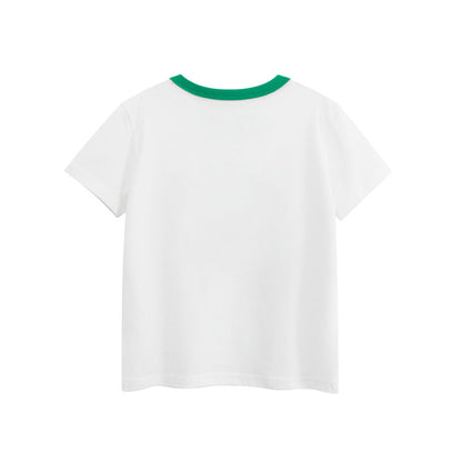 Summer Kids’ Teddy Bear Cartoon and Letters Print T-shirt in European and American Style-1