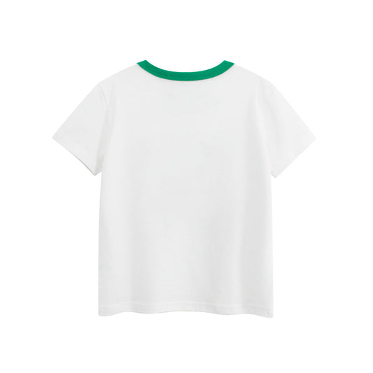 Summer Kids’ Teddy Bear Cartoon and Letters Print T-shirt in European and American Style-1