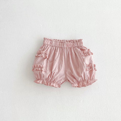 Summer Arrival Kids Girls Cotton Casual Style Ruffle Design Shorts-2