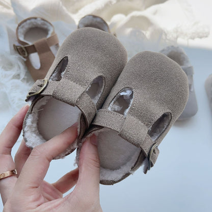 New Arrival In Winter Baby Girl Solid Color Plush Warm Anti-Slip Shoes-2