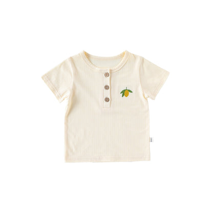 Kids’ Simple Pattern Logo Short Sleeves T-shirt in European and American Style for Summer-4