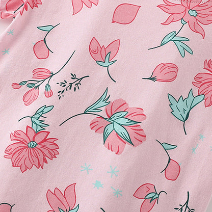 Summer Baby Kids Flowers Pattern T-shirt and Shorts Clothing Set for Girls-2
