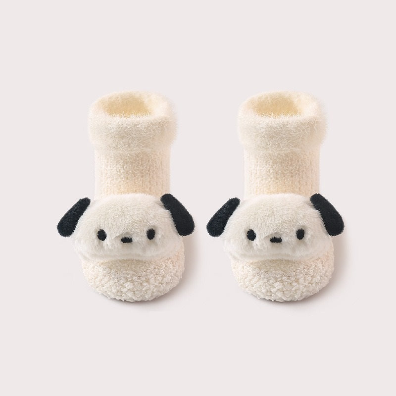 Thickened Winter Toddler Walking Socks, Mid-Calf Floor Shoe Socks, Cartoon Cute Baby Anti-slip Walking Shoes from-2