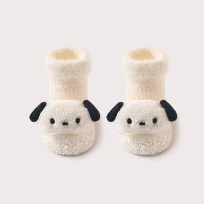 Thickened Winter Toddler Walking Socks, Mid-Calf Floor Shoe Socks, Cartoon Cute Baby Anti-slip Walking Shoes from-2